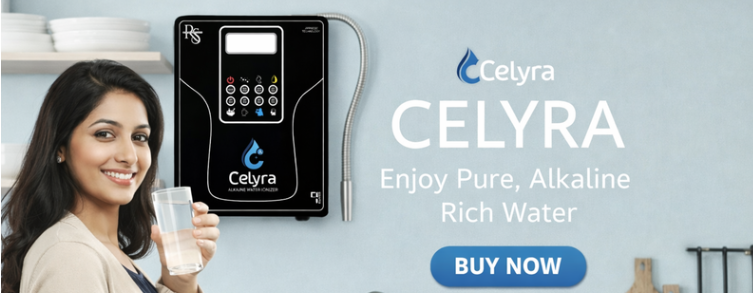 Fresh fruits and vegetables with alkaline water